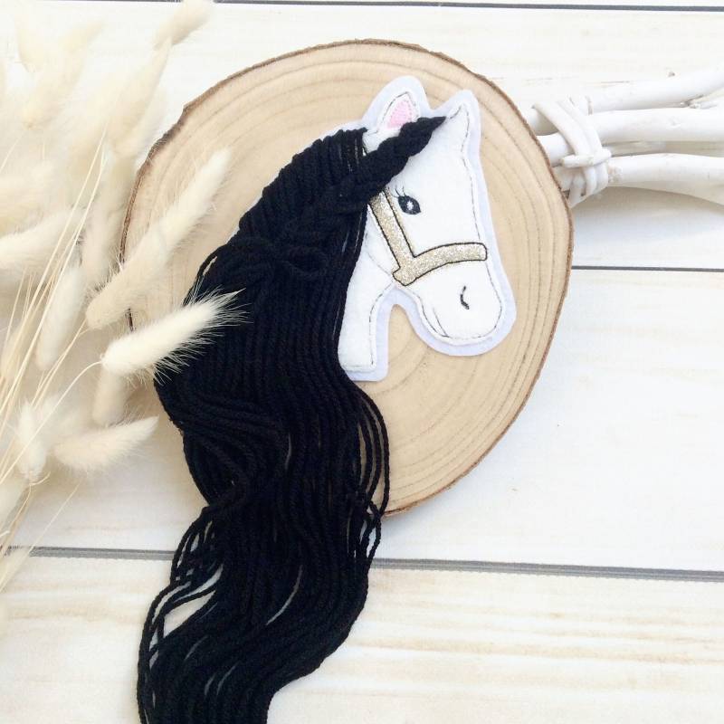 Applikation Pferdekopf Aufnäher Button Für Schultüte Flicken Patch Motiv Auf Filz Pferd Mit Mähne Pony Glitzer Halfter Gold von MohnblumesWelt