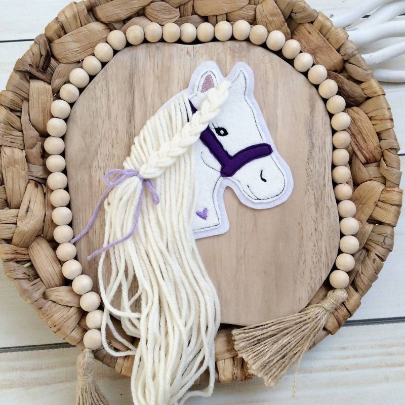 Applikation Pferdekopf Aufnäher Button Für Schultüte Flicken Patch Motiv Auf Filz Pferd Mit Mähne Pony Mädchen von MohnblumesWelt