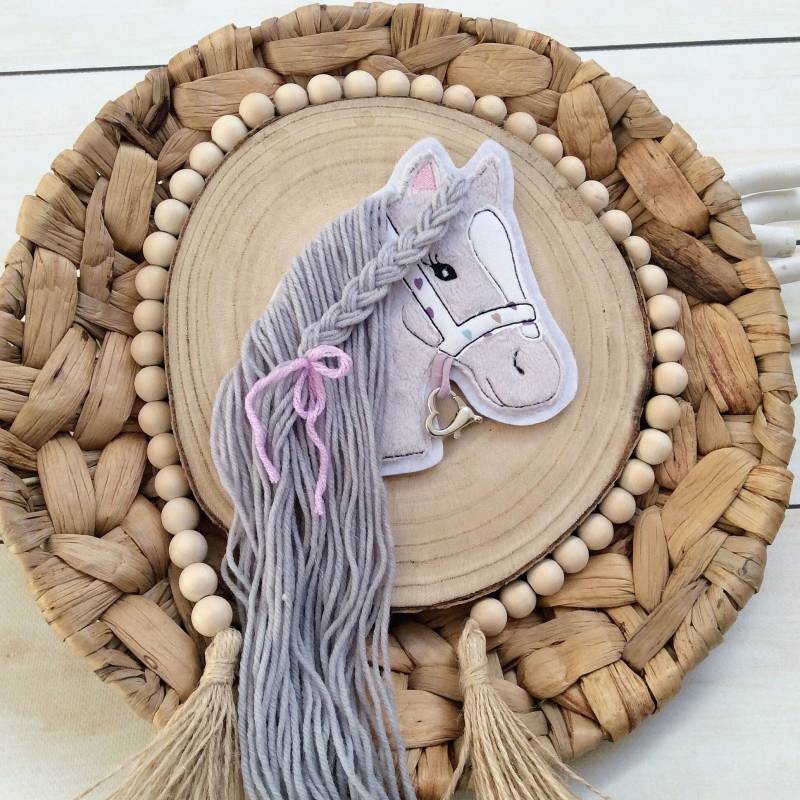 Applikation Pferdekopf M Aufnäher Button Für Schultüte Flicken Patch Motiv Auf Filz Pferd Mit Mähne Pony Mädchen Inkl. Herz Anhänger von MohnblumesWelt