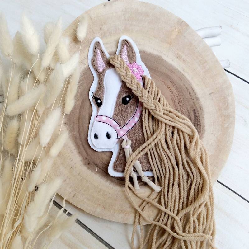 Applikation "Sonderausgabe Nur Für Kurze Zeit Im Shop" Aufnäher Schultüte Flicken Button Auf Filz Pferd Mit Mähne Pony Wollmähne von MohnblumesWelt