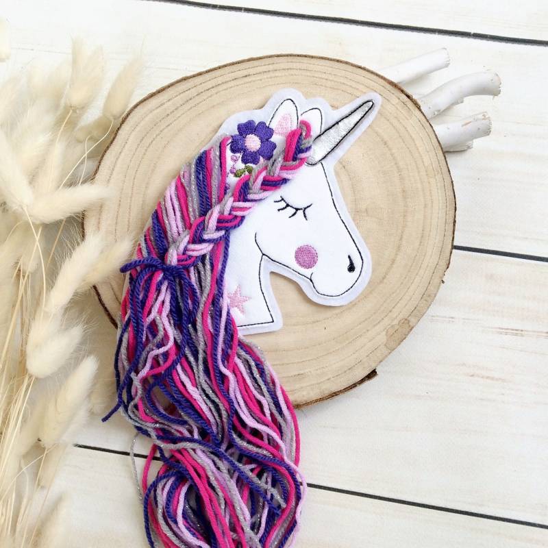 L Applikation Boho Einhorn Aufnäher Button Für Schultüte Flicken Patch Auf Filz Einhornkopf Mit Wollmähne Pferd Mähne von MohnblumesWelt