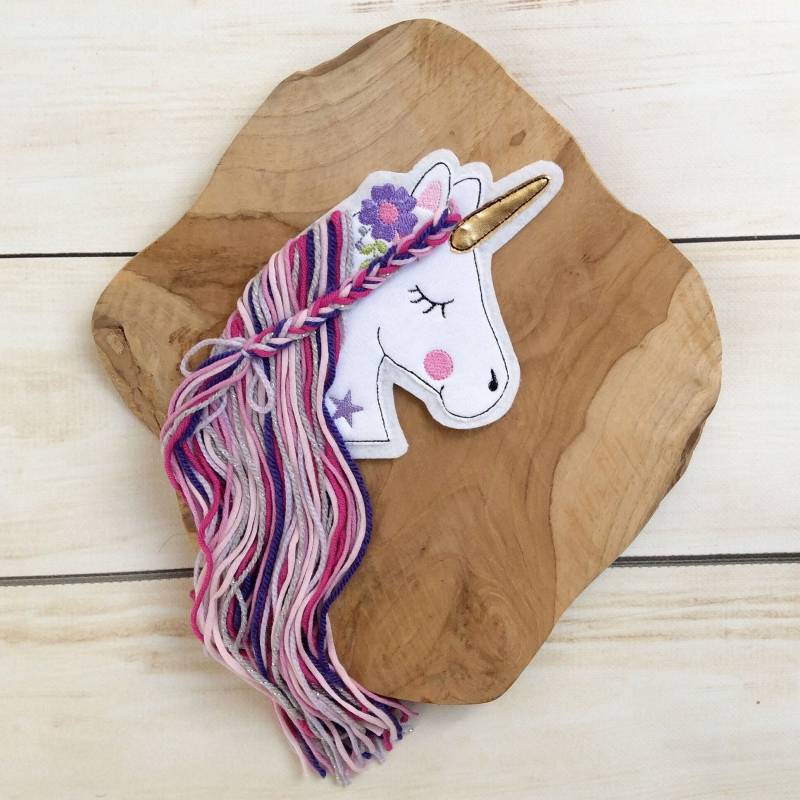 L Applikation Boho Einhorn Aufnäher Button Für Schultüte Flicken Patch Auf Filz Einhornkopf Mit Wollmähne Pferd Mähne von MohnblumesWelt