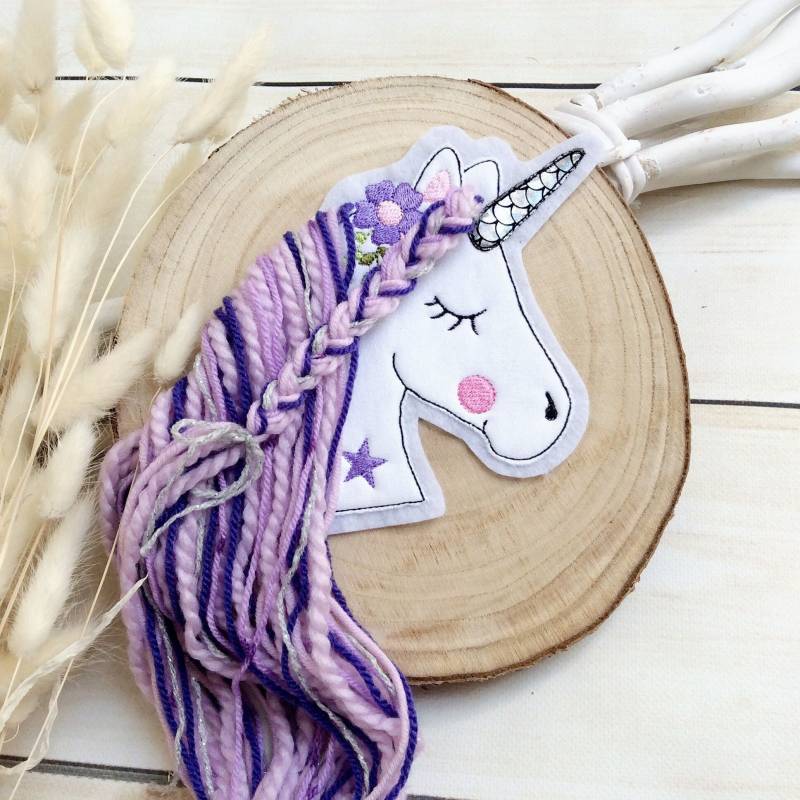 L Applikation Boho Einhorn Aufnäher Button Für Schultüte Flicken Patch Auf Filz Mit Wollmähne Pferd Mähne von MohnblumesWelt