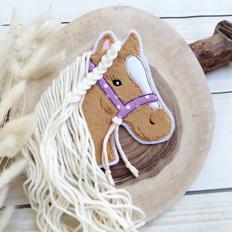 L Applikation Groß Pferdekopf Aus Plüsch Aufnäher Button Für Schultüte Patch Auf Filz Pferd Mit Mähne Pony Mädchen von MohnblumesWelt