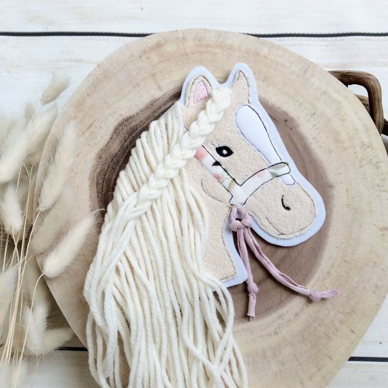 L Applikation Pferdekopf Aufnäher Button Für Schultüte Patch Auf Filz Pferd Mit Mähne Pony Mädchen von MohnblumesWelt