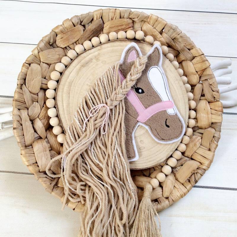 L Applikation Pferdekopf Aufnäher Button Für Schultüte Patch Auf Filz Pferd Mit Mähne Pony Mädchen von MohnblumesWelt