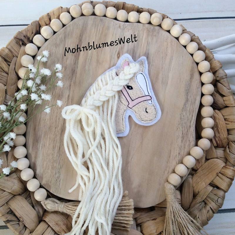S Kleine Applikation Für Geschwister-Tüte Pferdekopf Aufnäher Button Schultüte Motiv Auf Filz Pferd Mit Mähne Pony von MohnblumesWelt