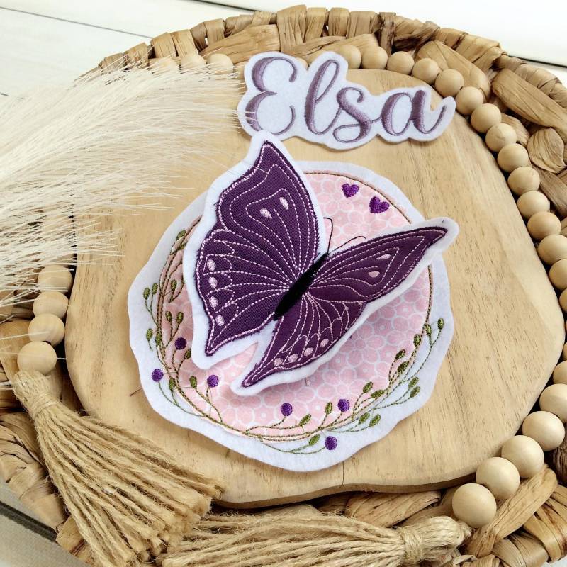 Set Applikation 3D Schmetterling Mit Wunschname von MohnblumesWelt