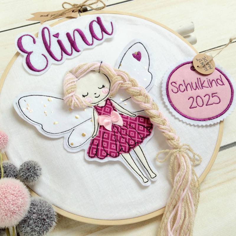 Set Applikation Fee Glitzer Mit Anhänger "Schulkind 2026" Für Schultüte Inkl. Name von MohnblumesWelt