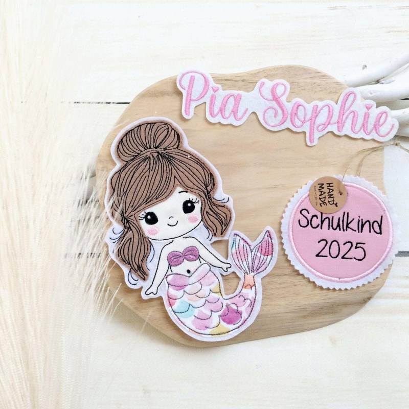 Set Applikation Nixe Meerjungfrau Glitzer Mit Anhänger "Schulkind 2026" Für Schultüte Inkl. Name von MohnblumesWelt