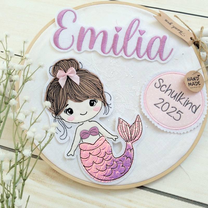Set Applikation Nixe Meerjungfrau Glitzer Mit Anhänger "Schulkind 2026" Für Schultüte Inkl. Name von MohnblumesWelt