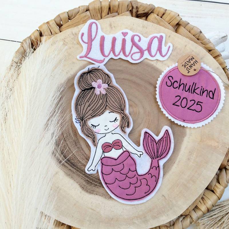 Set Applikation Nixe Meerjungfrau Mit Anhänger "Schulkind 2026" Für Schultüte Inkl. Name von MohnblumesWelt