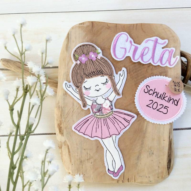 xl Komplettes Set Applikation Ballerina Aufnäher Button Für Schultüte Und Wunschname Patch Motiv Auf Filz Pferd Mit Mähne Pony von MohnblumesWelt