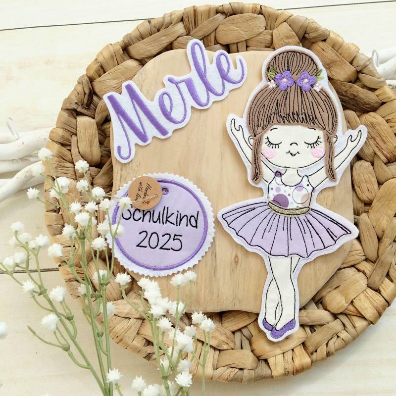 xl Komplettes Set Applikation Ballerina Aufnäher Button Für Schultüte Und Wunschname Patch Motiv Auf Filz Pferd Mit Mähne Pony von MohnblumesWelt