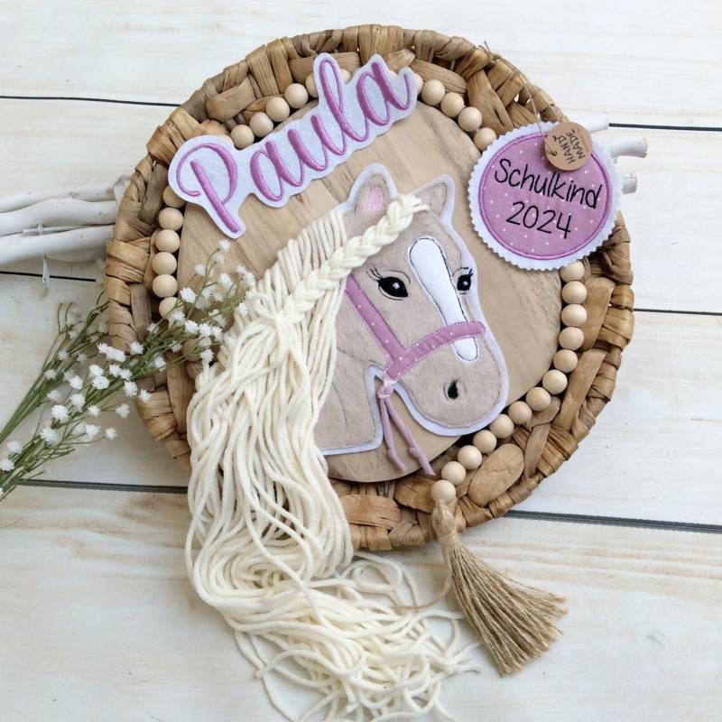 xl Komplettes Set Applikation Pferdekopf Aufnäher Button Für Schultüte Und Wunschname Patch Motiv Auf Filz Pferd Mit Mähne Pony von MohnblumesWelt