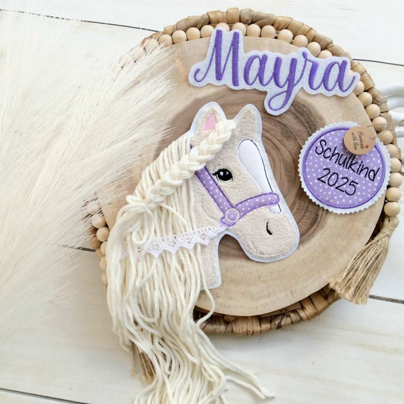 xl Komplettes Set Applikation Pferdekopf Aufnäher Button Für Schultüte Und Wunschname Patch Motiv Auf Filz Pferd Mit Mähne Zügel von MohnblumesWelt
