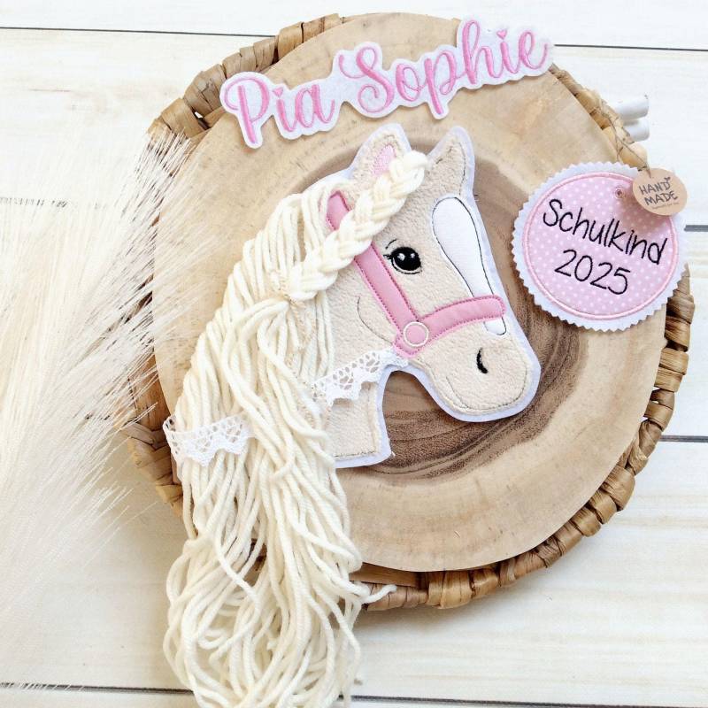 xl Komplettes Set Applikation Pferdekopf Aufnäher Button Für Schultüte Und Wunschname Patch Motiv Auf Filz Pferd Mit Mähne Zügel von MohnblumesWelt