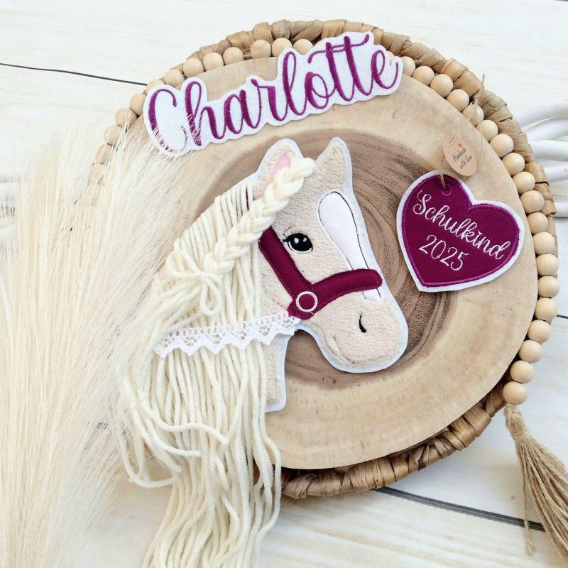 xl Komplettes Set Applikation Pferdekopf Aufnäher Button Für Schultüte Und Wunschname Patch Motiv Auf Filz Pferd Mit Mähne Zügel von MohnblumesWelt