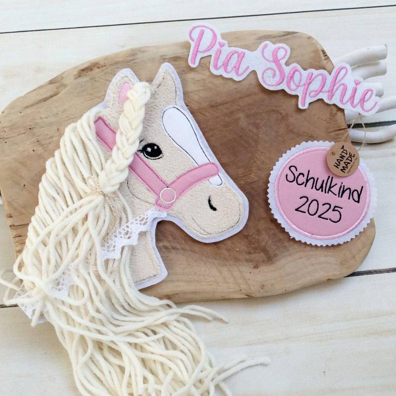 xl Komplettes Set Applikation Pferdekopf Aufnäher Button Für Schultüte Und Wunschname Patch Motiv Auf Filz Pferd Mit Mähne Zügel von MohnblumesWelt