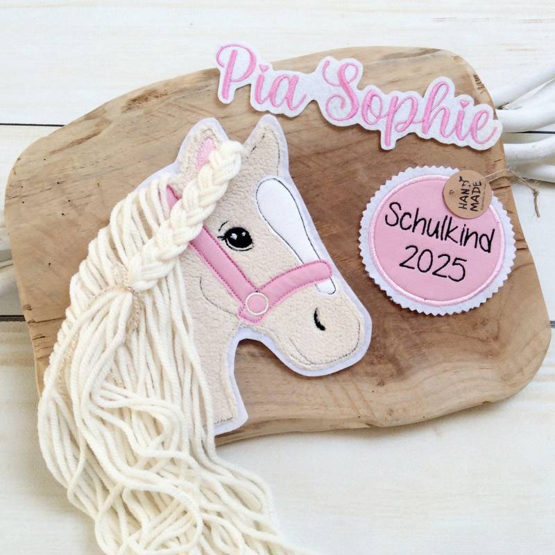 xl Komplettes Set Applikation Pferdekopf Aufnäher Button Für Schultüte Und Wunschname Patch Motiv Auf Filz Pferd Mit Mähne von MohnblumesWelt