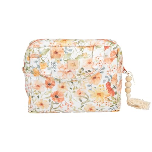 Moi Mili Kosmetiktasche für Frauen Make-up-Tasche für Reisen Schminktasche Baumwolle Handgriff Flower Power Wasserfester Innenbereich von Moi Mili