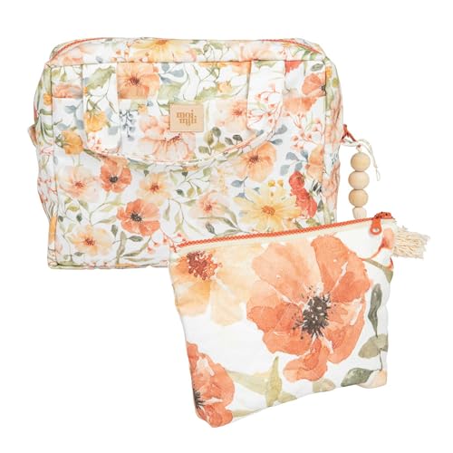 Moi Mili Kosmetiktaschen-Set für Frauen Make-up-Taschen für Reisen Schminktasche mit Handgriffen Feldblumen-Muster von Moi Mili