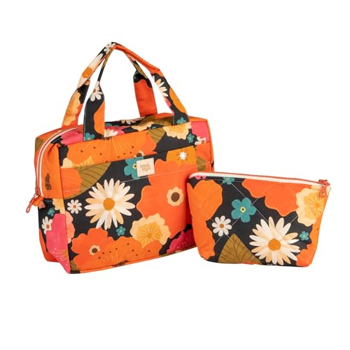 Moi Mili Kosmetiktaschen-Set für Frauen Make-up-Taschen für Reisen Schminktasche mit Handgriffen florales Muster von Moi Mili
