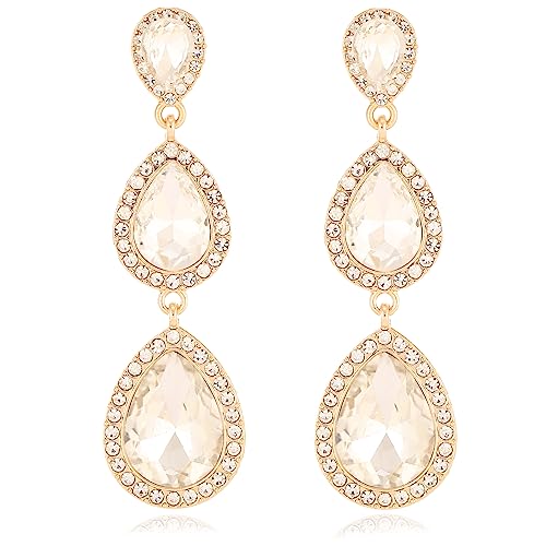 Klare Strass-Tropfen-Ohrringe, elegante lange baumelnde Tropfen-Ohrringe für Frauen, Hochzeit, Brautschmuck, Kristall-Kronleuchter-Ohrringe für Abschlussball Klare Strass-Tropfen-Ohrringe, elegante lange baumelnde Tropfen-Ohrringe für Frauen, Hochzeit, Brautschmuck, Kristall-Kronleuchter-Ohrringe für Abschlussball von Moiegouct