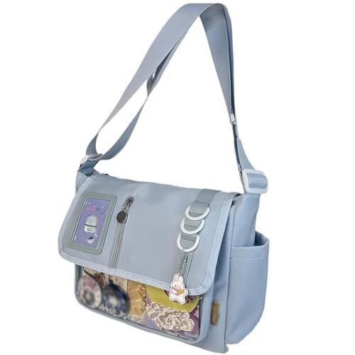 Moilkooe Süße Umhängetasche für Teenager, Kawaii, Kuriertasche, Nylon, japanische JK, große Anime-Geldbörse für Lolita, Comic, lässige Umhängetasche, blau, Einheitsgröße von Moilkooe