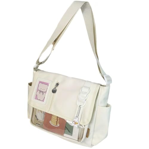 Moilkooe Süße Umhängetasche für Teenager, Kawaii, Kuriertasche, Nylon, japanische JK, große Anime-Geldbörse für Lolita, Comic, lässige Umhängetasche, weiß, Einheitsgröße von Moilkooe