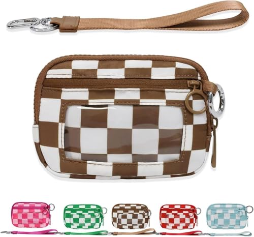 Moilkooe The Iris Geldbörse für Damen, Mini Gen, The Iris Pouch Wristlet Zip Card Case mit Ausweisfenster, wasserdichte Nylon-Schlüsselbund-Geldbörse für Damen, Braunes Gitter, Einheitsgröße Moilkooe The Iris Geldbörse für Damen, Mini Gen, The Iris Pouch Wristlet Zip Card Case mit Ausweisfenster, wasserdichte Nylon-Schlüsselbund-Geldbörse für Damen, Braunes Gitter, Einheitsgröße von Moilkooe