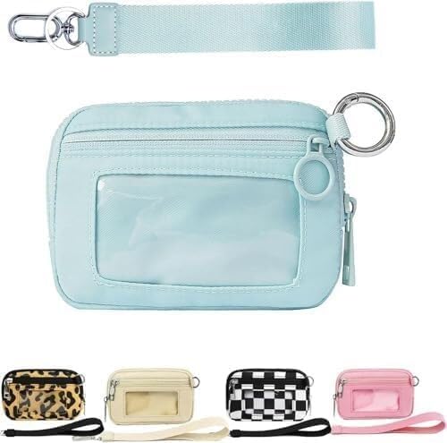 Moilkooe The Iris Geldbörse für Damen, Mini Gen, The Iris Pouch Wristlet Zip Card Case mit Ausweisfenster, wasserdichte Nylon-Schlüsselbund-Geldbörse für Damen, blau, Einheitsgröße, Amerikanisch von Moilkooe