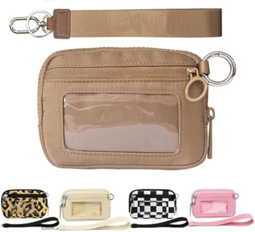 Moilkooe The Iris Geldbörse für Damen, Mini Gen, The Iris Pouch Wristlet Zip Card Case mit Ausweisfenster, wasserdichte Nylon-Schlüsselbund-Geldbörse für Damen, braun, Einheitsgröße, Amerikanisch von Moilkooe