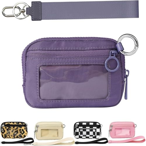 Moilkooe The Iris Geldbörse für Damen, Mini Gen, The Iris Pouch Wristlet Zip Card Case mit Ausweisfenster, wasserdichte Nylon-Schlüsselbund-Geldbörse für Damen, dunkelviolett, Einheitsgröße von Moilkooe