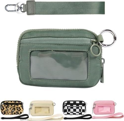 Moilkooe The Iris Geldbörse für Damen, Mini Gen, The Iris Pouch Wristlet Zip Card Case mit Ausweisfenster, wasserdichte Nylon-Schlüsselbund-Geldbörse für Damen, grün, Einheitsgröße, Amerikanisch von Moilkooe