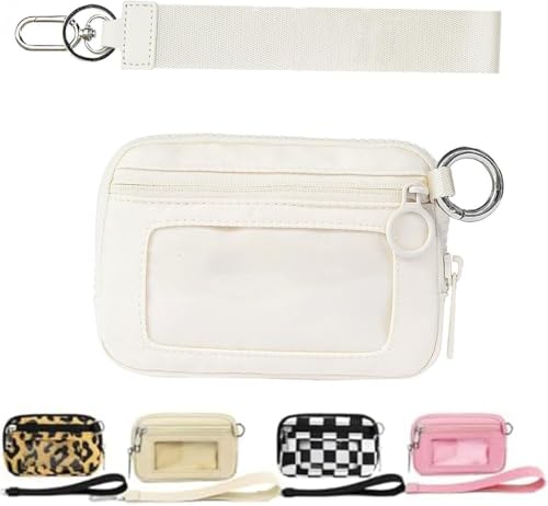 Moilkooe The Iris Geldbörse für Damen, Mini Gen, The Iris Pouch Wristlet Zip Card Case mit Ausweisfenster, wasserdichte Nylon-Schlüsselbund-Geldbörse für Damen, weiß, Einheitsgröße, Amerikanisch von Moilkooe