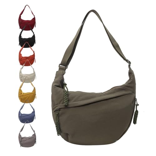 Schultertasche für Damen, trendige Hobo-Halbmond-Tasche mit verstellbarem Riemen, großes Fassungsvermögen, Crossbody-Tasche für Schule, Reisen, Arbeit, Outdoor (grün) von Moilkooe