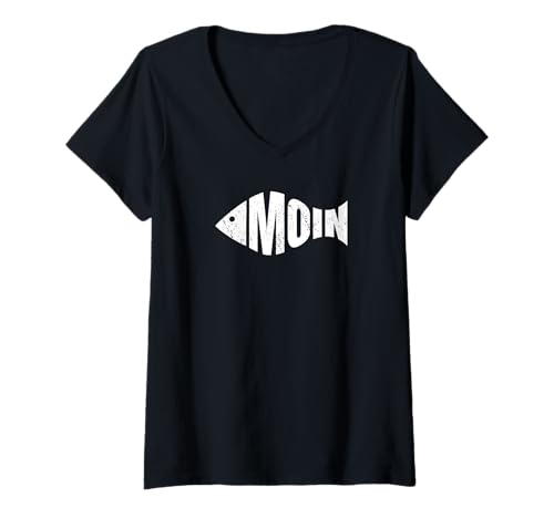Damen Moin Digga Norddeutscher Ostsee Nordsee Hamburg Fisch Motiv T-Shirt mit V-Ausschnitt Damen Moin Digga Norddeutscher Ostsee Nordsee Hamburg Fisch Motiv T-Shirt mit V-Ausschnitt von Moin Gruß Norddeutsch Fisch