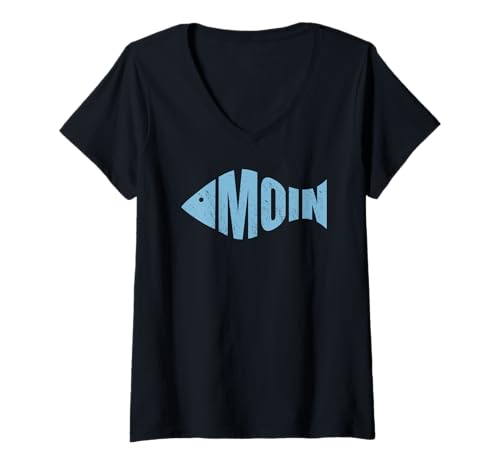Damen Moin Norddeutsch Fischform Maritime Hamburg Sylt Friesland T-Shirt mit V-Ausschnitt Damen Moin Norddeutsch Fischform Maritime Hamburg Sylt Friesland T-Shirt mit V-Ausschnitt von Moin Gruß Norddeutsch Fischform maritime