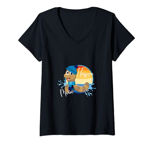 Damen Lustiger Wattwurm vom Nordsee Strand Wattenmeer Husum T-Shirt mit V-Ausschnitt Damen Lustiger Wattwurm vom Nordsee Strand Wattenmeer Husum T-Shirt mit V-Ausschnitt von Moin Husum Nordsee Camping Urlaub Nordseeküste