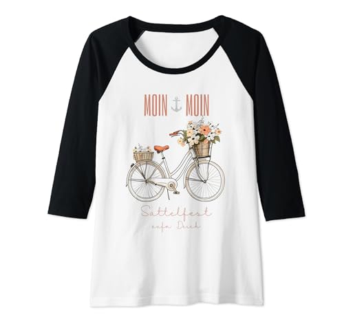 Damen Holland Fahrrad ebike Radl Retro Vintage Blumen Damen Frauen Raglan von Moin Lustiges Norddeutsch Plattdeutsch Klapprad