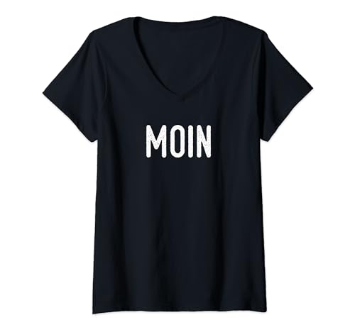 Damen Lustiges Dialekt Moin T-Shirt mit V-Ausschnitt von Moin Moin Design