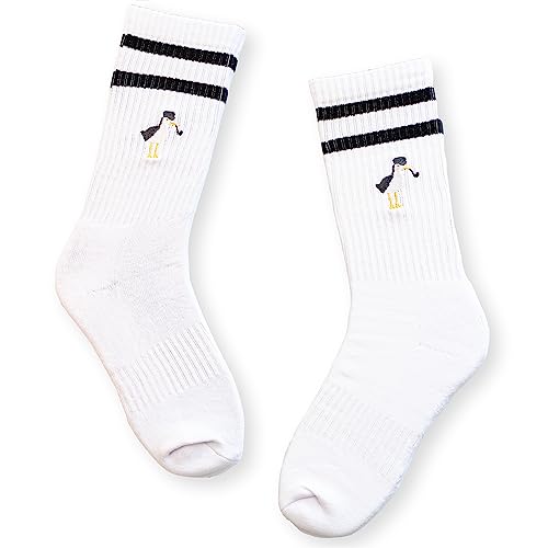 Moin Socks Weiße Tennissocke mit Möwen-Stickerei und schwarzen Streifen, Unisex Größe 36-40 von Moin Socks