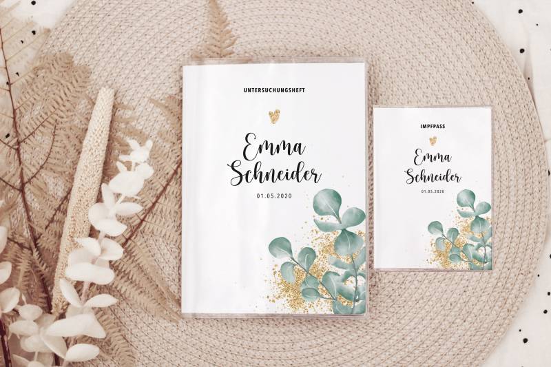 Set U-Heft Und Impfpass Personalisiert "Eucalyptus Gold", Bitte Produktdetails Lesen von MoinMagda