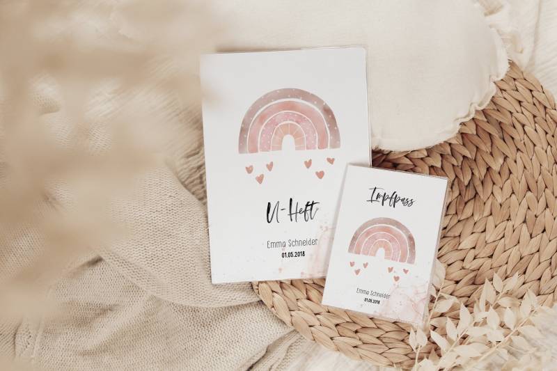Set U-Heft Und Impfpass Personalisiert "Regenbogen Rosa" , , Bitte Produktdetails Lesen von MoinMagda