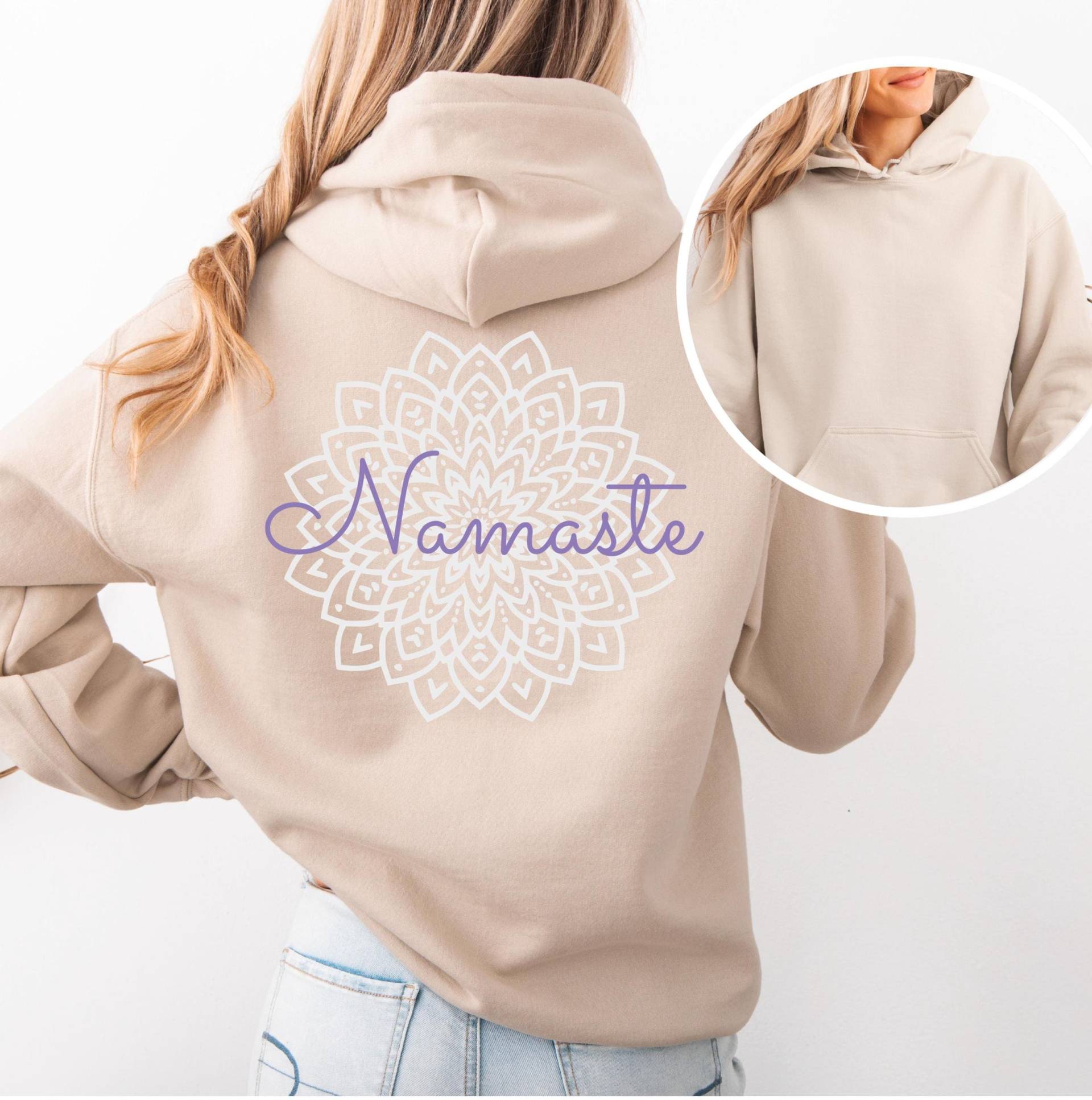 Gemütlicher Yoga Namaste Backprint Hoodie, Mandala Sweatshirt Rücken, Damen Kaputzenpullover, Muttertag Geschenk, Geschenkidee, Pilates von MoinandMade