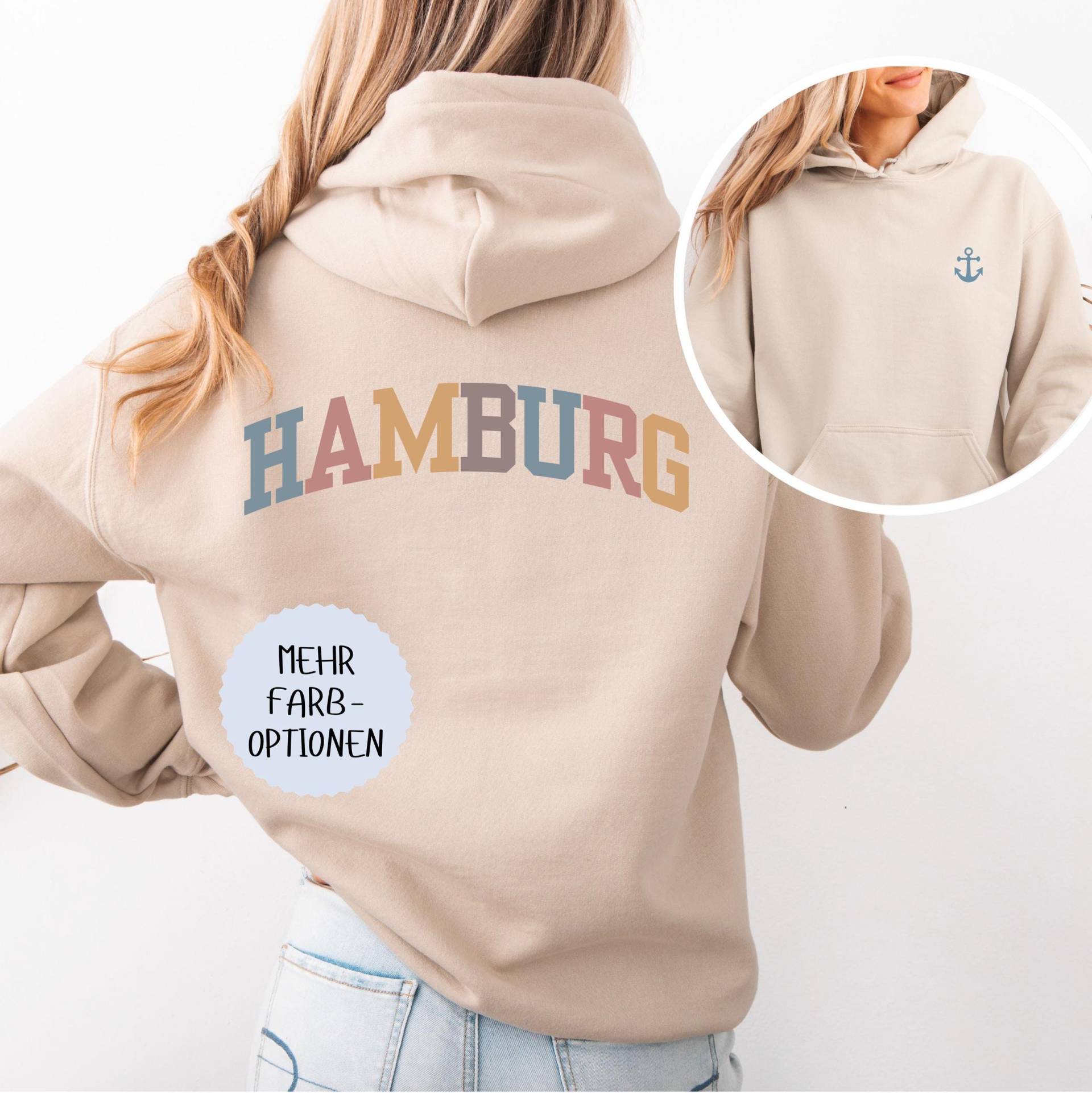 Hamburg Anker Hoodie, Norddeutsches Design, Vorder - Rückseite Bedruckt, Geschenkidee, Minimalistisch, Herbst Sweatshirt, Winterpulli von MoinandMade