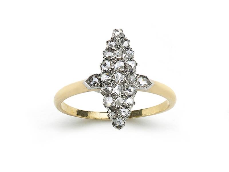 Antiker Diamant Navette Cluster Ring von MoiraFineJewellery