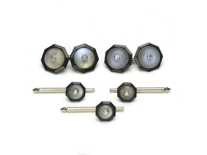 Frosted Rainbow Mondstein & Schwarz Onyx Kleid-Set von MoiraFineJewellery