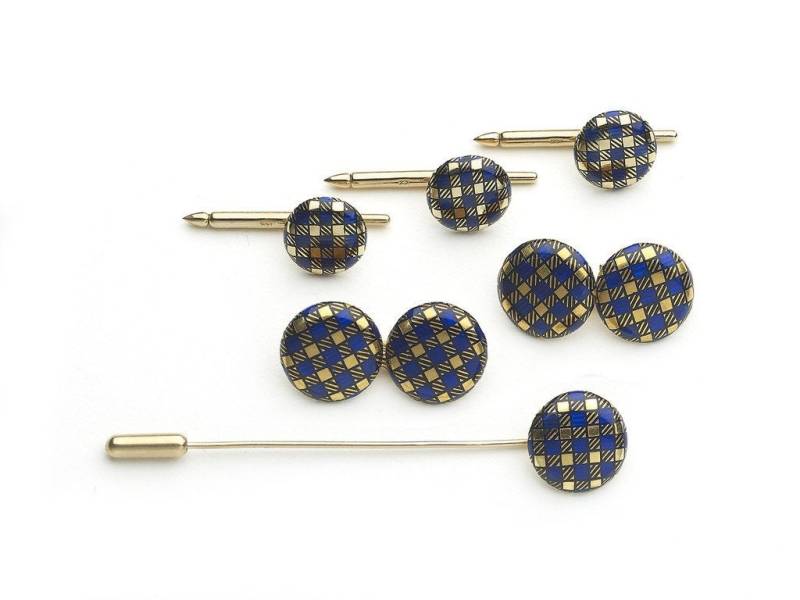 Vintage Tartan Emaille Und Gold Kleid-Set von MoiraFineJewellery